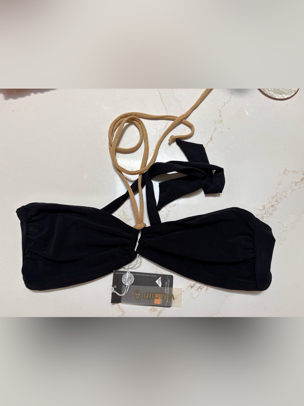 NWT Vitamin A black bandeau bikini top 10/L